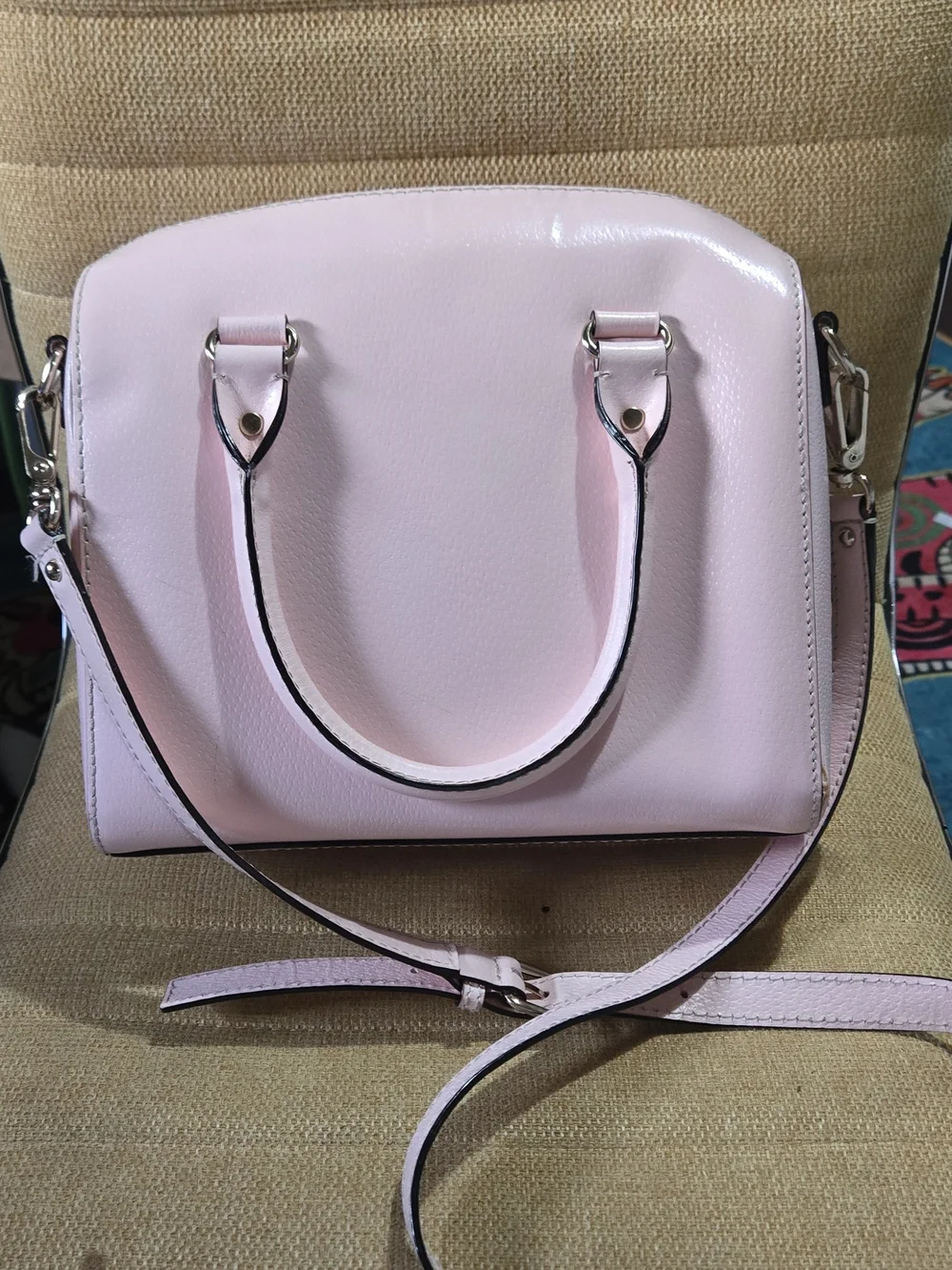 kate spade Pale Pink Leather Dome Satchel with Removable Strap